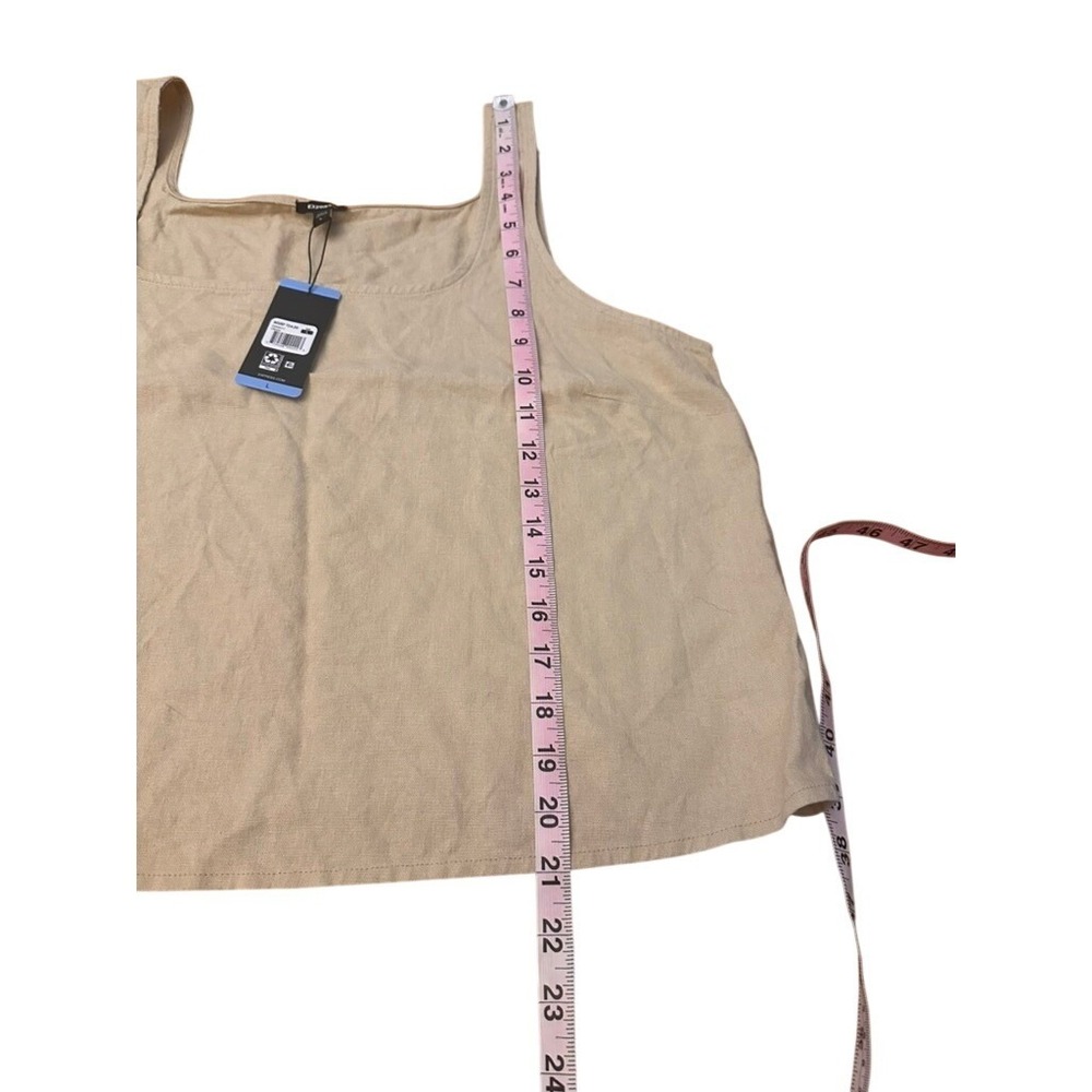 Express Linen Tan Square Neck & A New Day Brown Scoop Tank Top Bundle Womens L